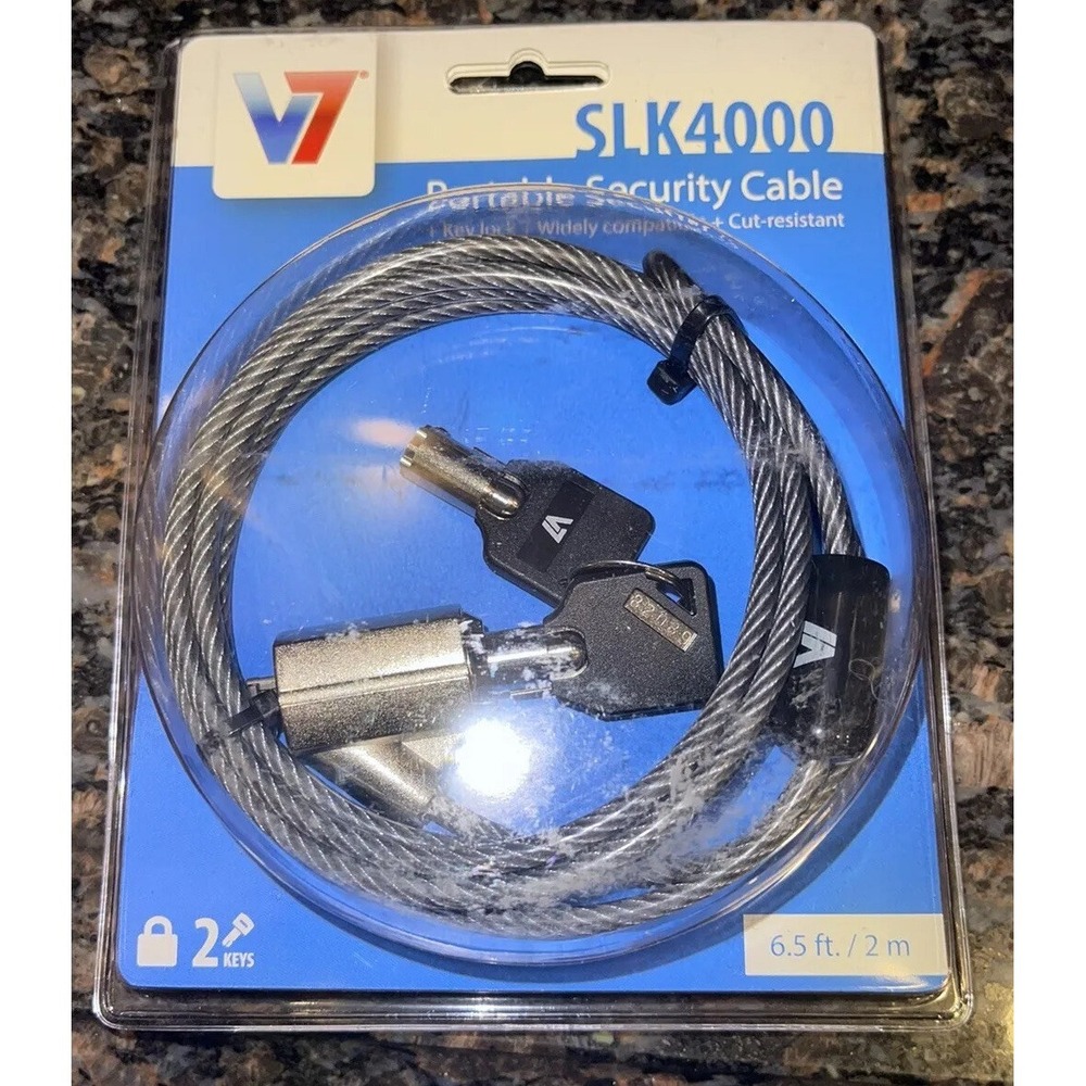 V7 Portable Security Cable with Key Lock 6.5ft (SLK4000)